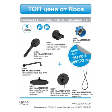 КОМПЛЕКТ ЗА ВГРАЖДАНЕ ONA BLACK MATT 7 в 1 ROCA 