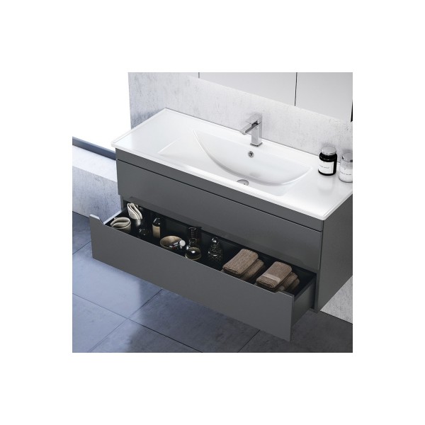 МЕБЕЛ ЗА БАНЯ VARNA 80 СМ ШКАФ МИВКА ШКАФ-ОГЛЕДАЛО MATT GREY LACQUER ORKA