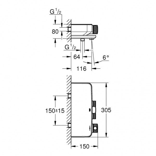 ТЕРМОСТАТЕН СМЕСИТЕЛ С ЧУЧУР ВАНА/ДУШ GROHTHERM SMARTCONTROL 34718000 GROHE