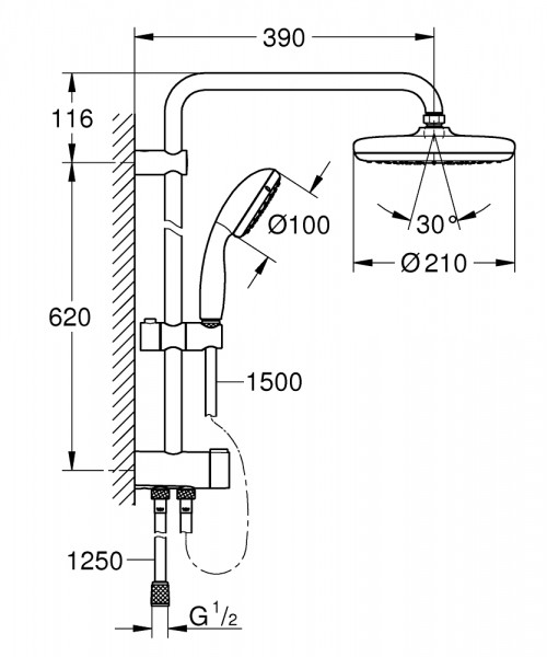 ДУШ СИСТЕМА NEW TEMPESTA SYSTEM 210 26381001 GROHE