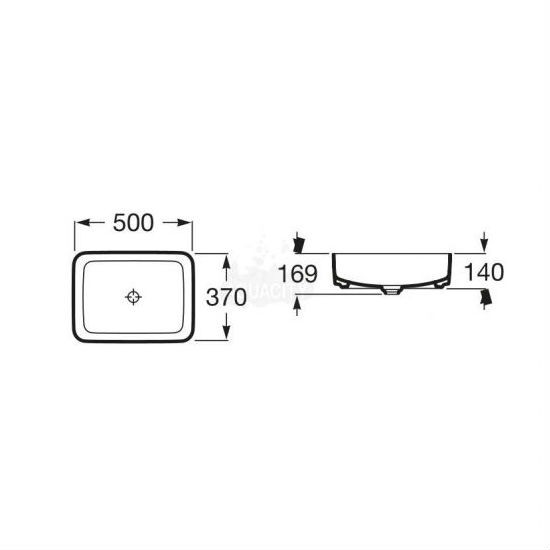 УМИВАЛНИК ЗА ВЪРХУ ПЛОТ INSPIRA SQUARE БЯЛ 500/370 MM A327530000 ROCA