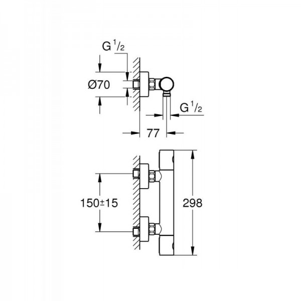 СМЕСИТЕЛ С ТЕРМОСТАТ ЗА ДУШ GRT COSMOPOLITAN 800 34765000 GROHE