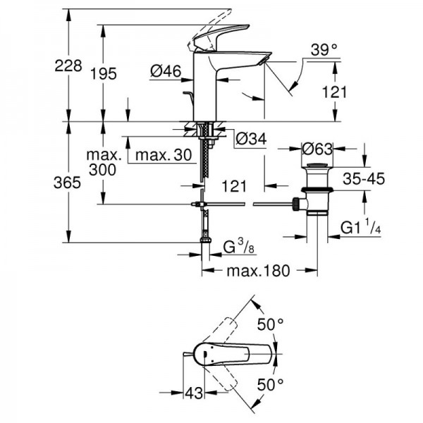 СМЕСИТЕЛ ЗА УМИВАЛНИК EUROSMART NEW M SIZE 23322003 GROHE