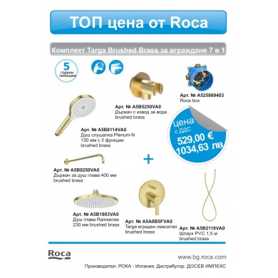 КОМПЛЕКТ ЗА ВГРАЖДАНЕ TARGA BRUSHED BRASS 7 в 1 ROCA