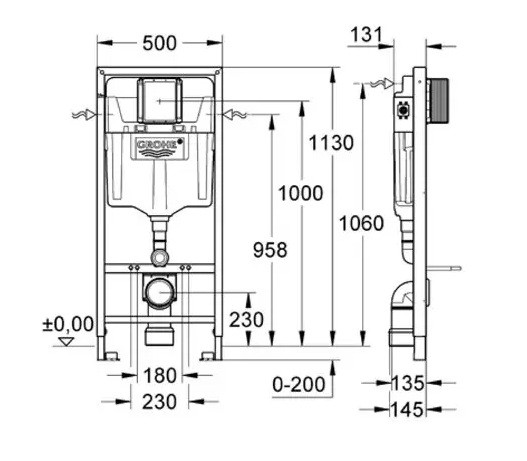 КОМПЛЕКТ СТРУКТУРА ЗА ВГРАЖДАНЕ RAPID SL И ПЛАНКИ 2 В 1 GROHE