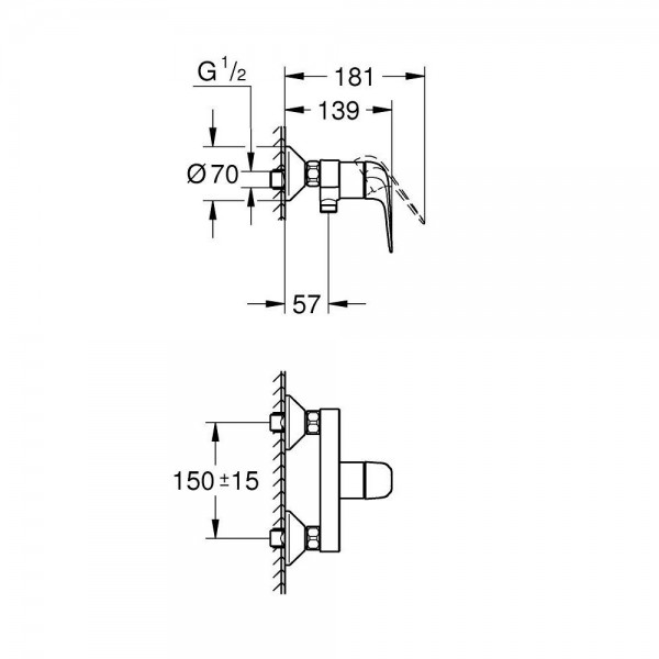 СМЕСИТЕЛ ЗА ДУШ EUROPRO 32740001 GROHE