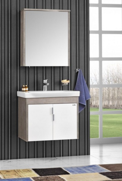 МЕБЕЛ ЗА БАНЯ LUNA 65 CM ШКАФ МИВКА ШКАФ-ОГЛЕДАЛО GREY STONE ORKA