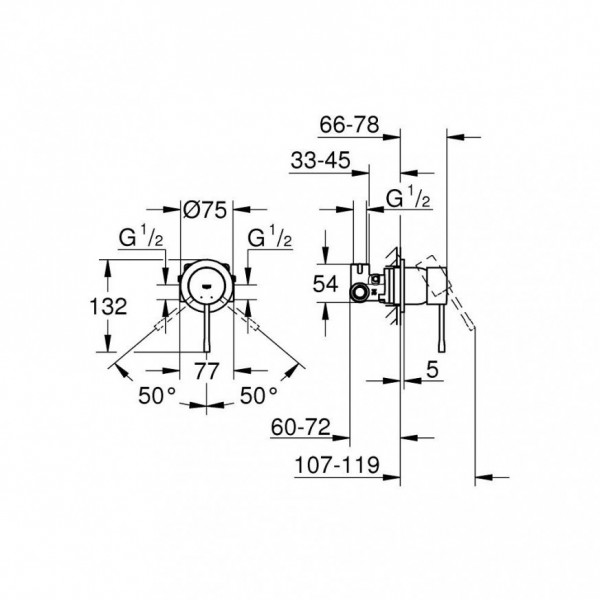 СМЕСИТЕЛ ЗА ВГРАЖДАНЕ ЗА ДУШ С ТЯЛО ЗА ВГРАЖДАНЕ ESSENCE BRUSHED COOL SUNRISE 29197GN0 GROHE