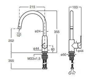 СМЕСИТЕЛ ЗА КУХНЯ CALA  A5A846EC00 ROCA