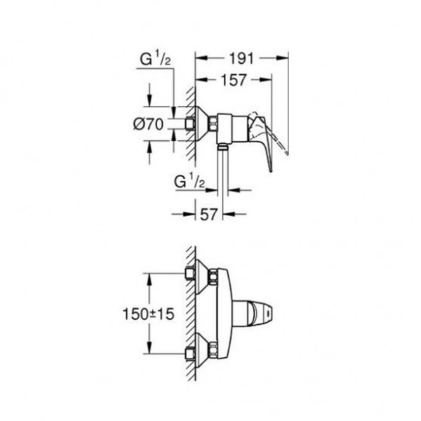 СМЕСИТЕЛ ЗА ДУШ BAUFLOW 23755000 GROHE