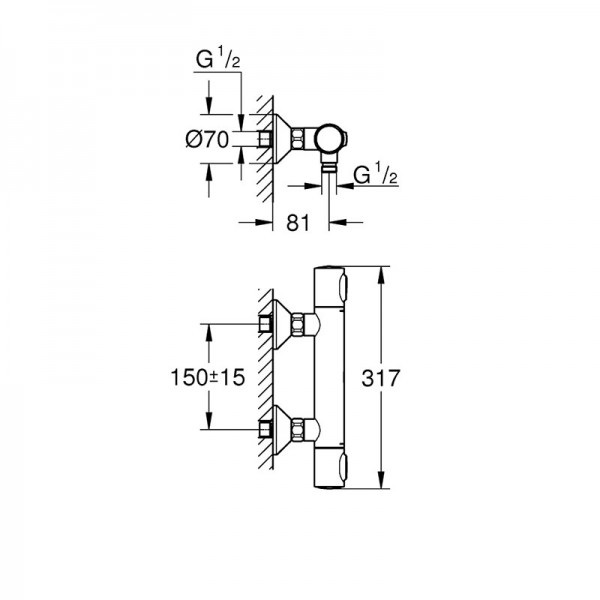 СМЕСИТЕЛ С ТЕРМОСТАТ ЗА ДУШ GROHTHERM 500 34793000 GROHE