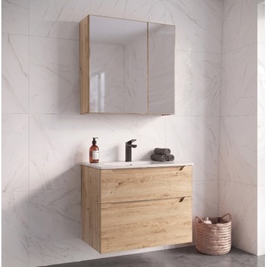 МЕБЕЛ ЗА БАНЯ MESSINA 65 CM ШКАФ МИВКА ШКАФ-ОГЛЕДАЛО BURLINGTON OAK ORKA