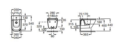 ОКАЧЕНО БИДЕ GAP SQUARE 357475000 ROCA