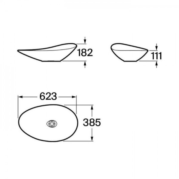УМИВАЛНИК ЗА ВЪРХУ ПЛОТ RUY OHTAKE BLACK MATT 625/385 ММ A327A1P080 ROCA
