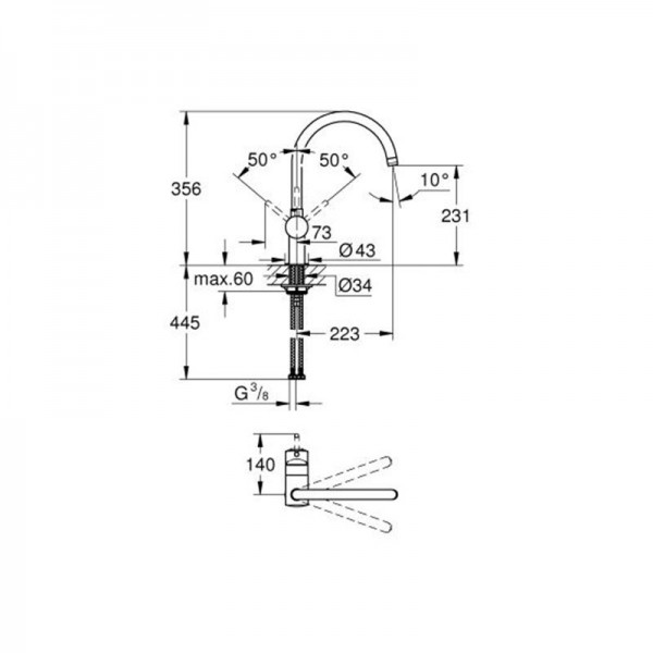 СМЕСИТЕЛ ЗА КУХНЯ PROMO MINTA VELVET BLACК 32917KS0 GROHE