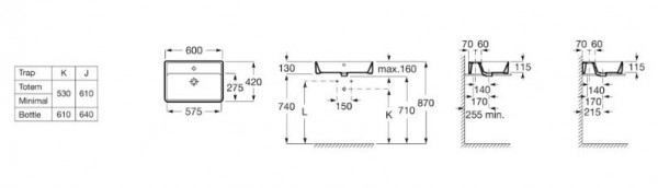 УМИВАЛНИК ЗА ВЪРХУ ПЛОТ GAP SQUARE  60/42 MM A3270MN000 ROCA