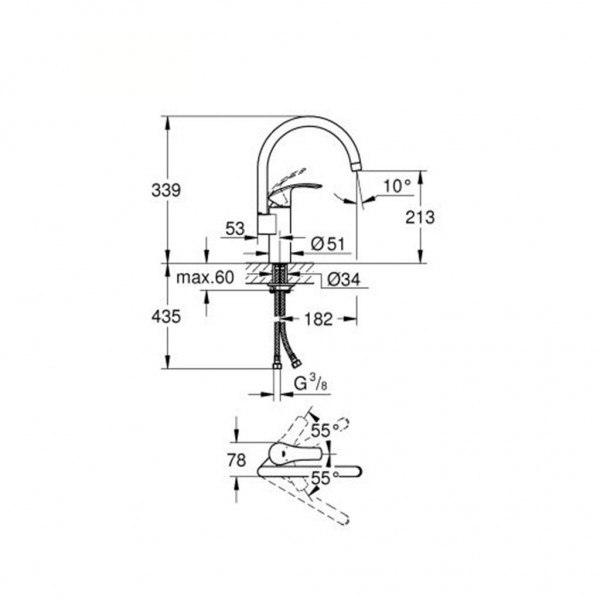 СМЕСИТЕЛ ЗА КУХНЯ EUROSMART 33202003 GROHE