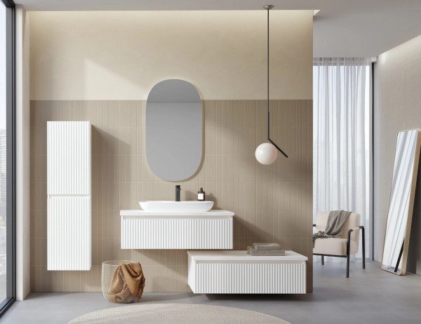 МЕБЕЛ ЗА БАНЯ ДОЛЕН ШКАФ LENTIA 80 CM MATT WHITE PVC ФОЛИО ORKA