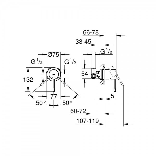 СМЕСИТЕЛ ЗА ВГРАЖДАНЕ ЗА ДУШ С ТЯЛО ЗА ВГРАЖДАНЕ ESSENCE 29197000 GROHE