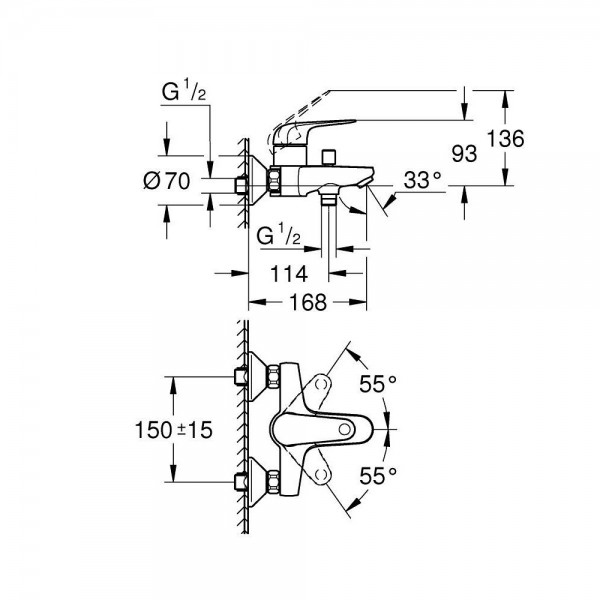 СМЕСИТЕЛ ЗА ВАНА/ДУШ EUROPRO 32743001 GROHE